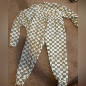 Little One Shop Mint Green Checkered Sweat Outfit Crewneck Sweatpants 4T